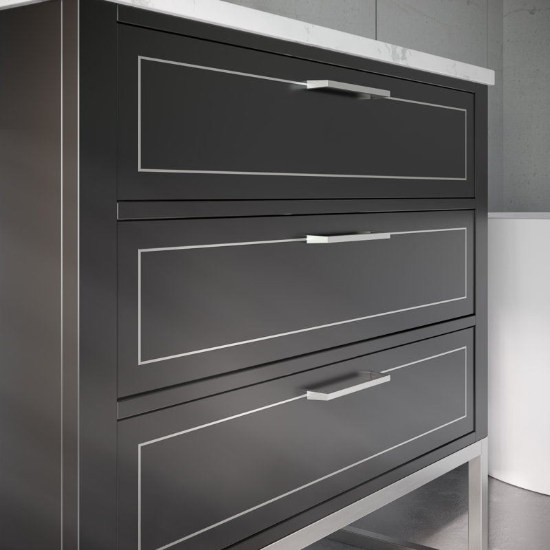 Markham 36'' W Single Vanity, Carrara Marble, Brushed Nickel, Midnight Black