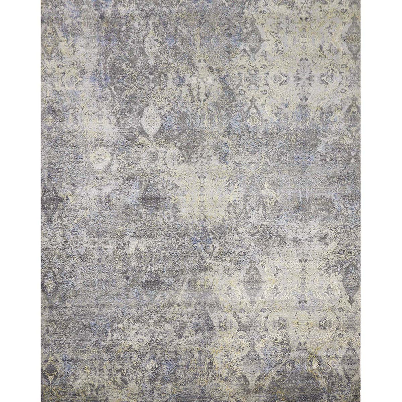 Hand Knotted Abstract Area Rug, Rectangle 9' x 12'