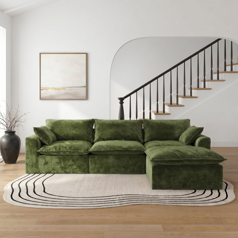 Canapé modulaire en forme de L 110 po, 4 pièces, sans assemblage, Alpine Grass, Nuageux