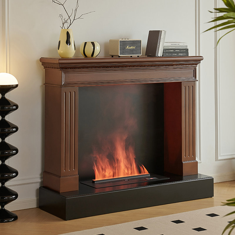 Meuble télé avec cheminée French French Mist, Noir / brun