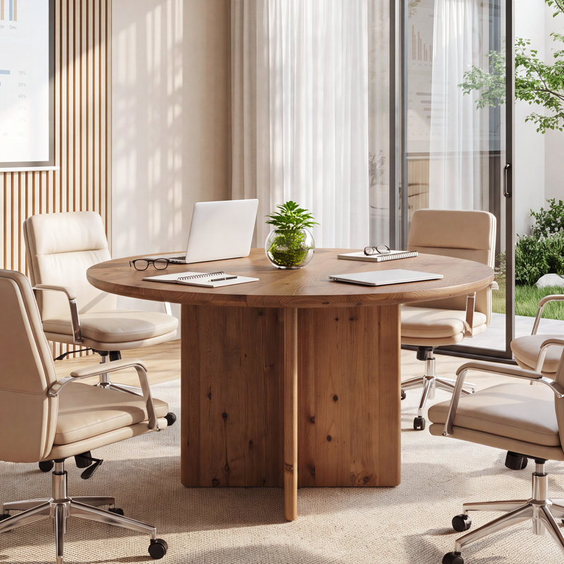47.24'' Solid Wood Round Conference Table