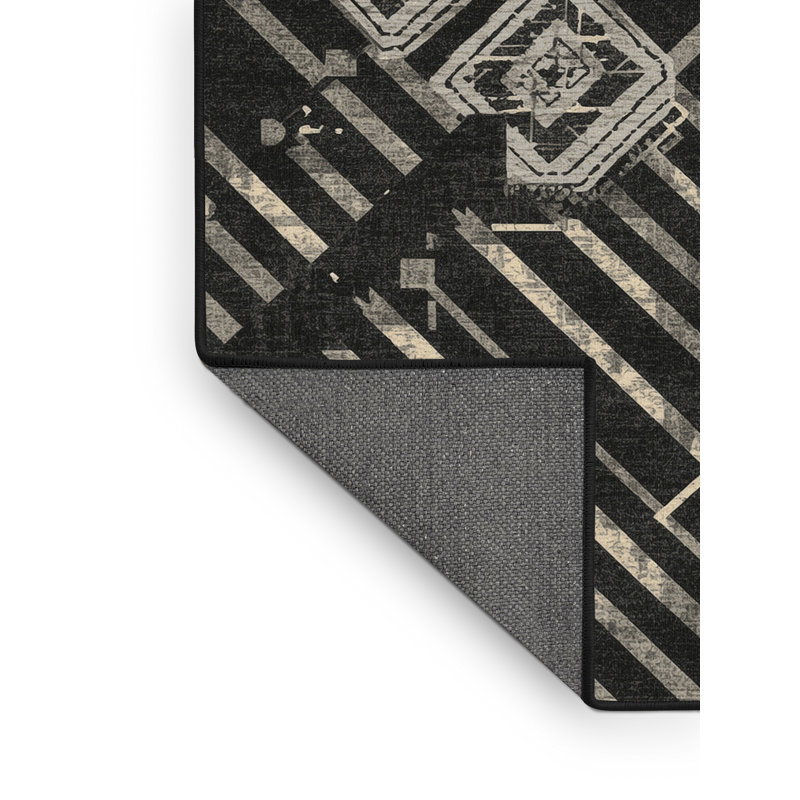 Tapis moelleux moelleux d'inspiration mondiale Nyack Kebabs en brun - reliure noire, 2 pi x 3 pi