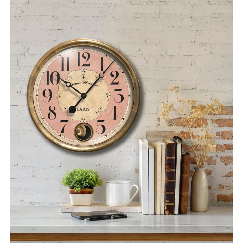 Horloge murale 12,5 po Darell, Rose