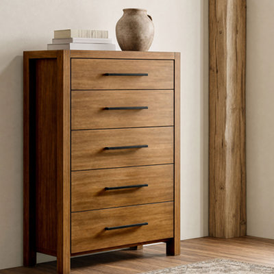 40.65" W Transitional Chest of Drawers, Brown