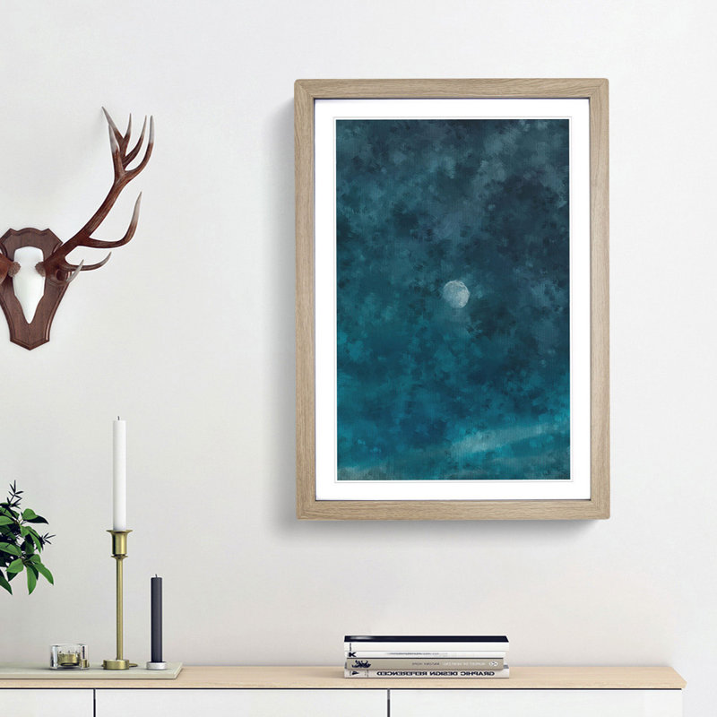 High Moon - Picture Frame Painting Print, Oak Framed, 45cm H x 33cm W x 2cm D
