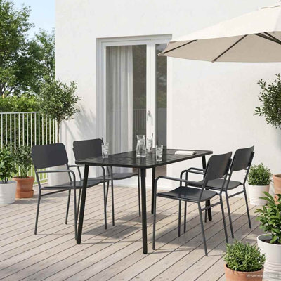 Steel Patio Dining Set Table,