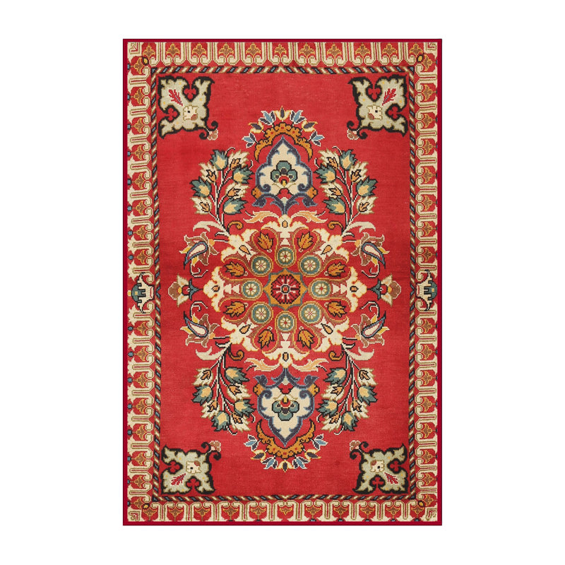 Tapis de style oriental rouge, Rectangle 5 pi x 7 pi
