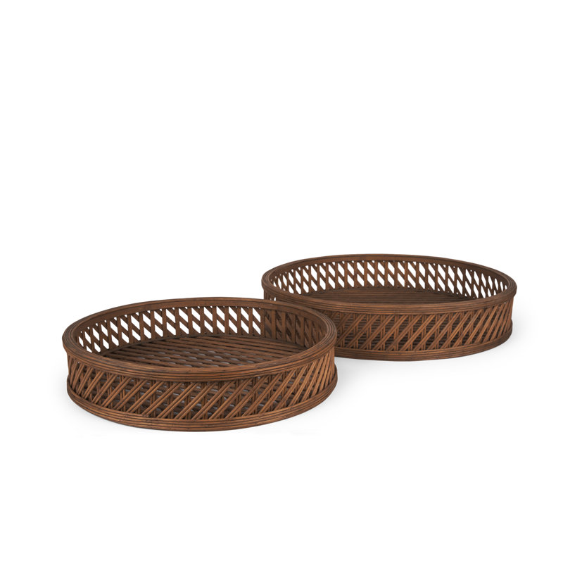 Ayanne Wicker Tray - Set of 2, Medium Brown