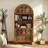 Freestanding 66"Tall  Arched Wood Display Cabinet With Open Shelf