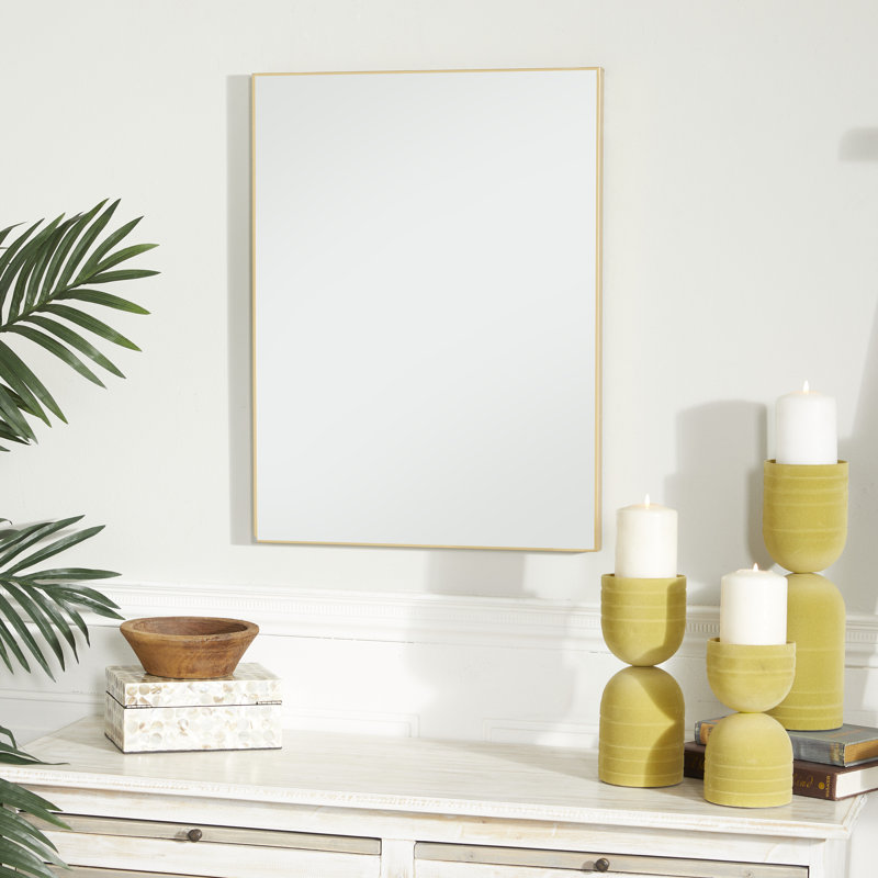  Minimalist wooden wall mirror with thin frame, Doré, 24 po x 18 po