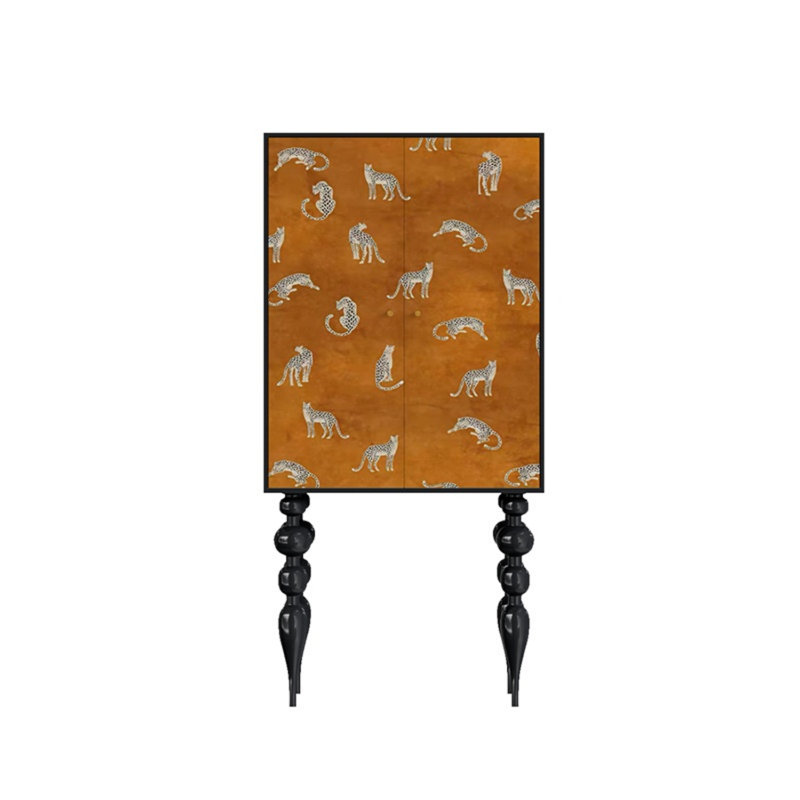 Armoire moderne à double porte minimaliste, Noir / brun
