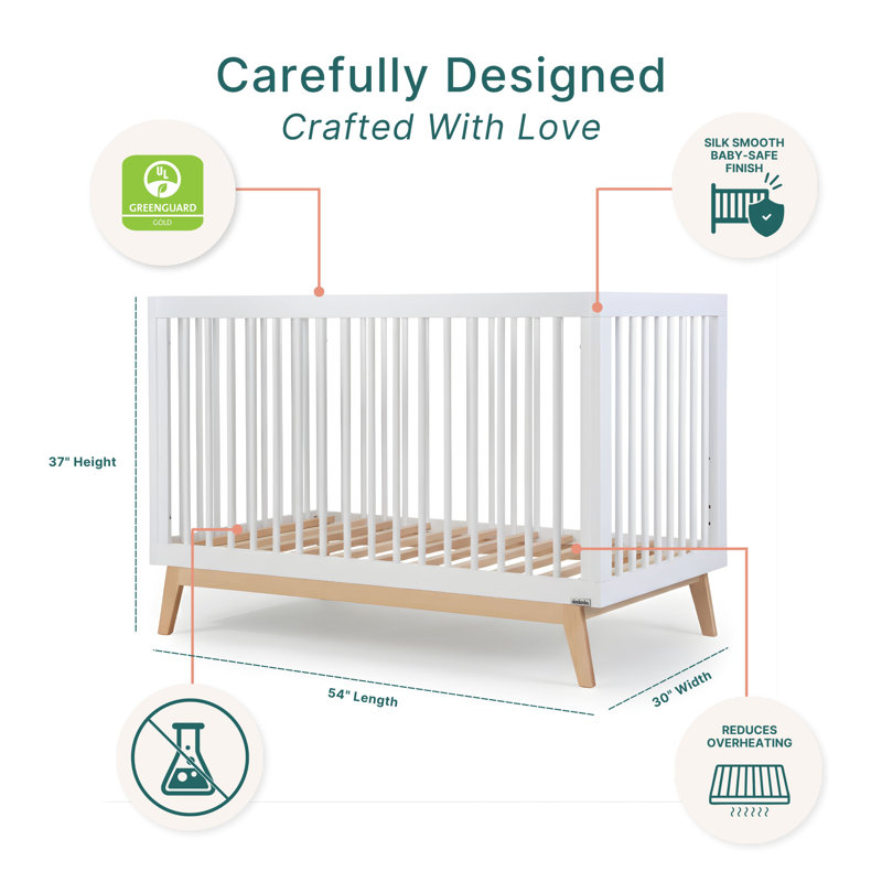 Soho 3-in-1 Convertible Crib, White/Natural