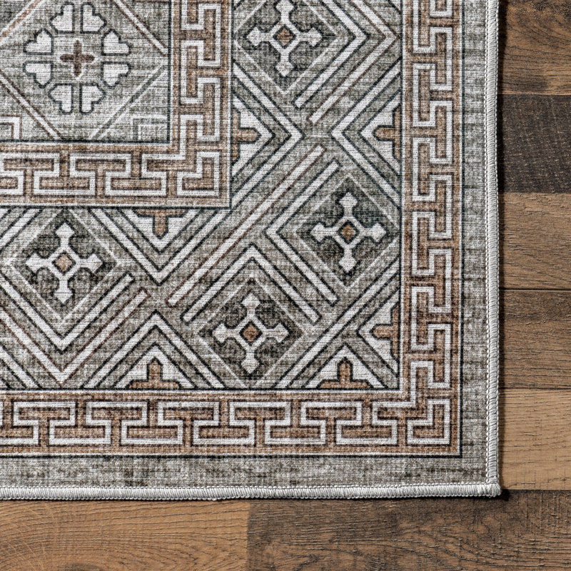 Xenia Faded Transitional SplashGuard Machine Washable Area Rug, Rectangle 5' x 8'