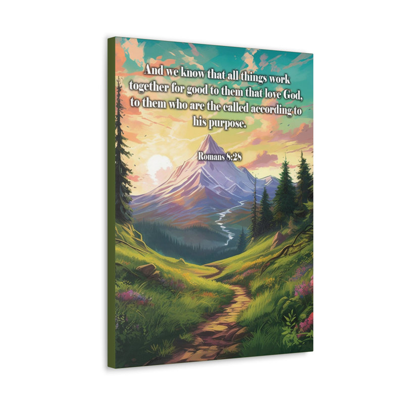 «All Things Work Together Romans 8:28 Christian», reproduction d'art mural, H 24 po x l 18 po