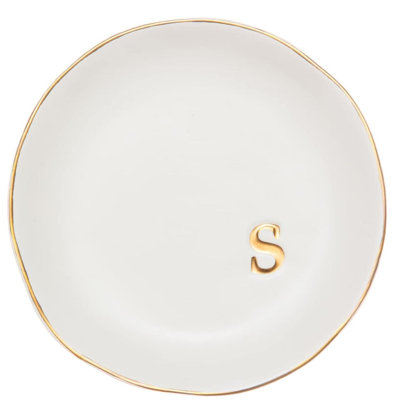Plateau à bijoux en céramique, bibelot décoratif pour bagues, boucles d'oreilles, colliers, clés de montre-bracelet, fête des mères pour femmes, 4,75 po, surface (s) blanche (s)