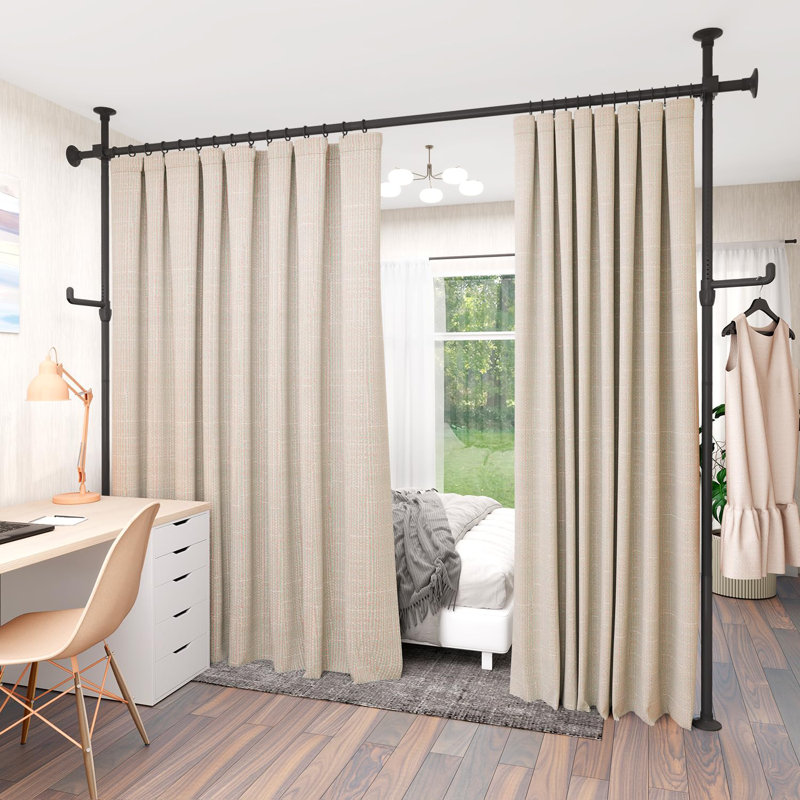 Satin Adjustable Curtain Pole Set