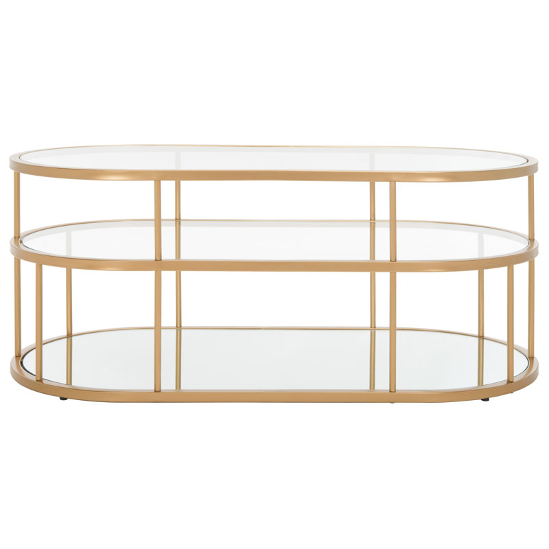 Janta Glass Top Single Coffee Table, Gold