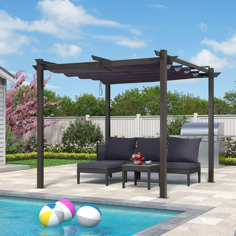 3m x 3m Aluminium Pergola, Navy Blue