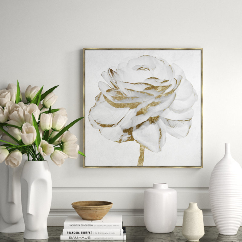 White Gold Peony Print by Oliver Gal, 24" H x 24" W