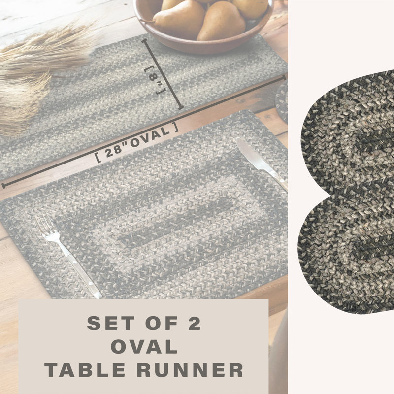 Chemin de table d'intérieur en jute de qualité supérieure - ensemble de 2, taille 8 po x 28 po, Colline Flint