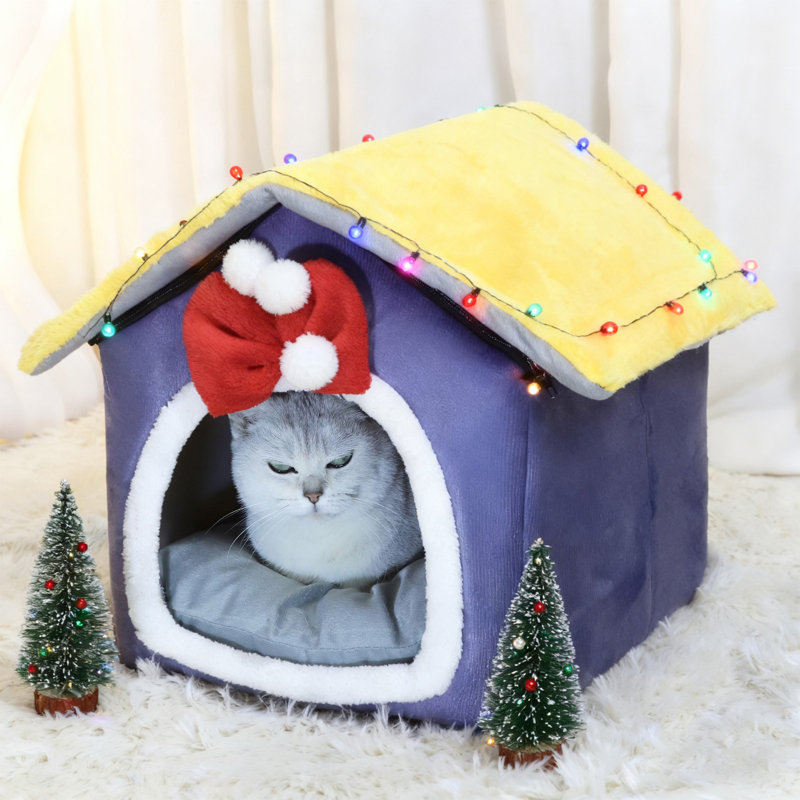 Lit chaud semi-fermé pour petits animaux 16,5 x 15,7 x 12,5 po Cat, jaune, 11.81, Jaune