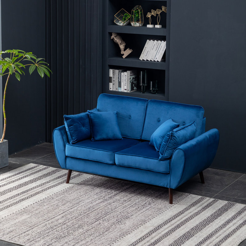 Canapé à accoudoirs arrondis 63 po Khush, Bleu foncé