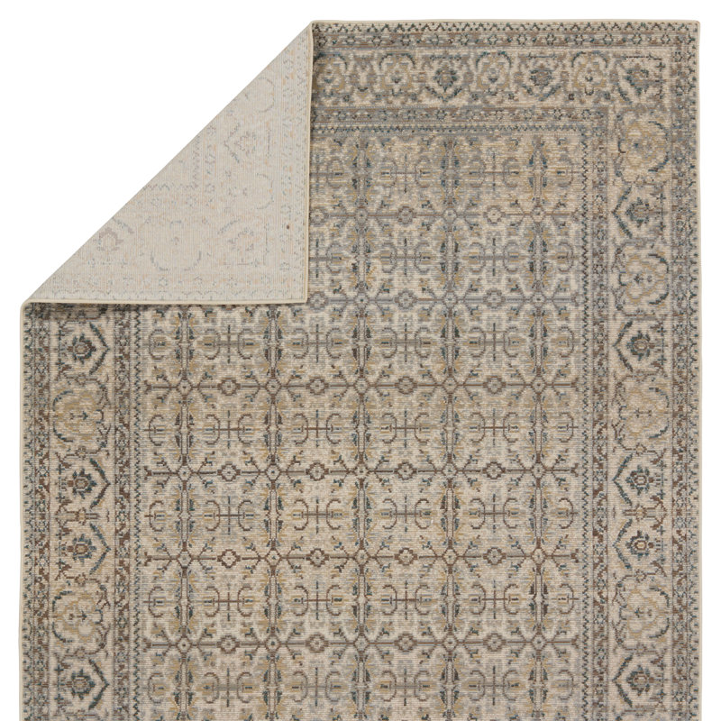 Devoris Oriental Machine Woven Polyester/Polypropylene Area Rug in Gray/Brown, Rectangle 4' x 5'7"