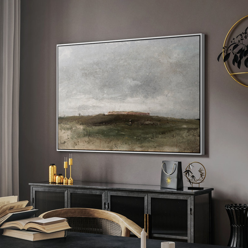 Paysage rétro-CMXLV III, Toile encadrée flottée blanche, H 25 po x l 37 po x P 2 po