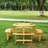 8 Person Round Picnic Table With 4 Built-In Benches. , Smooth Edge, Waterproof, Natural, Weather-, For Patio, Backyard, Garden Benches - Umbrella Hole Construction For Backyard And Patio-1265696339