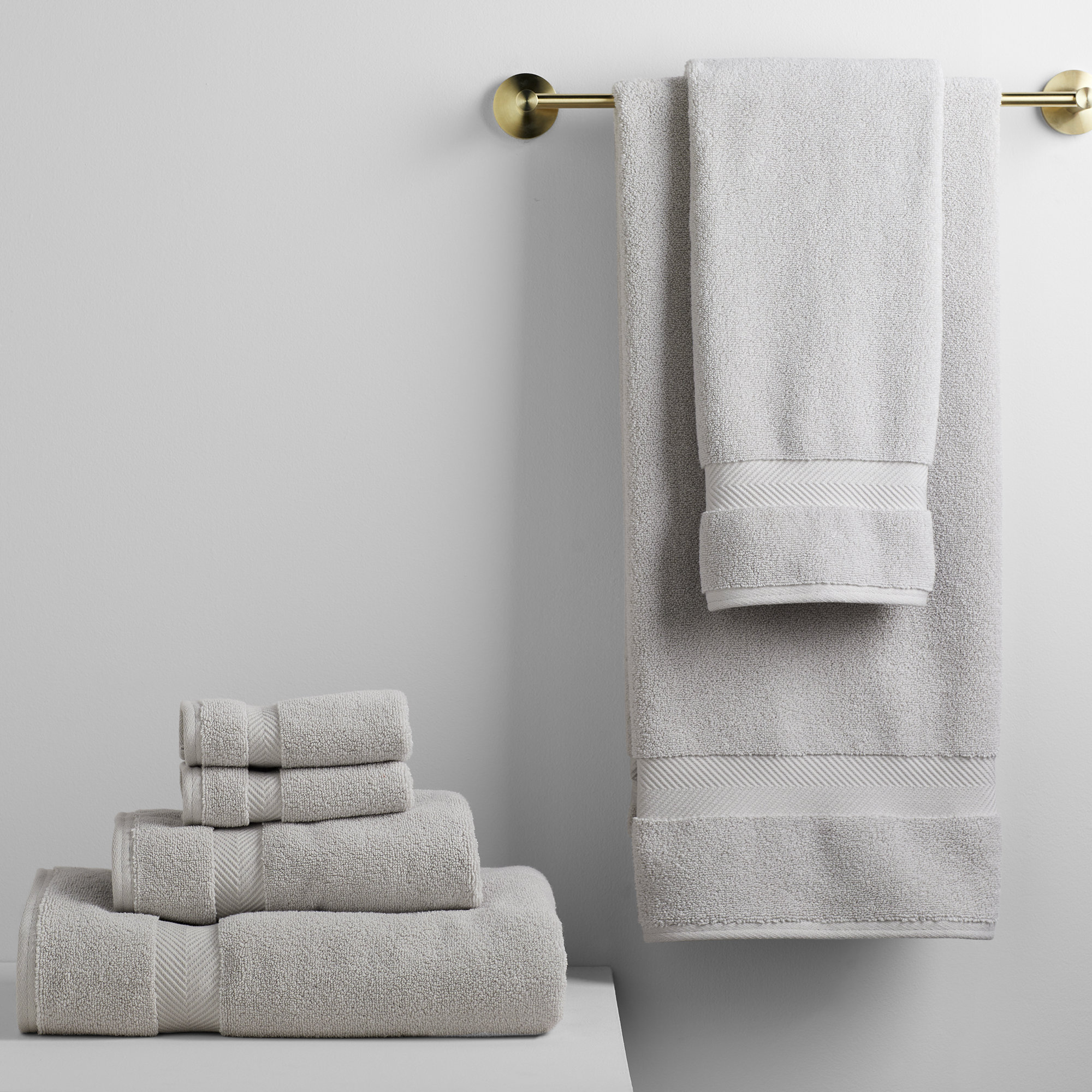 Rane Plush Cotton 6-piece Towel Set, Soft Gray