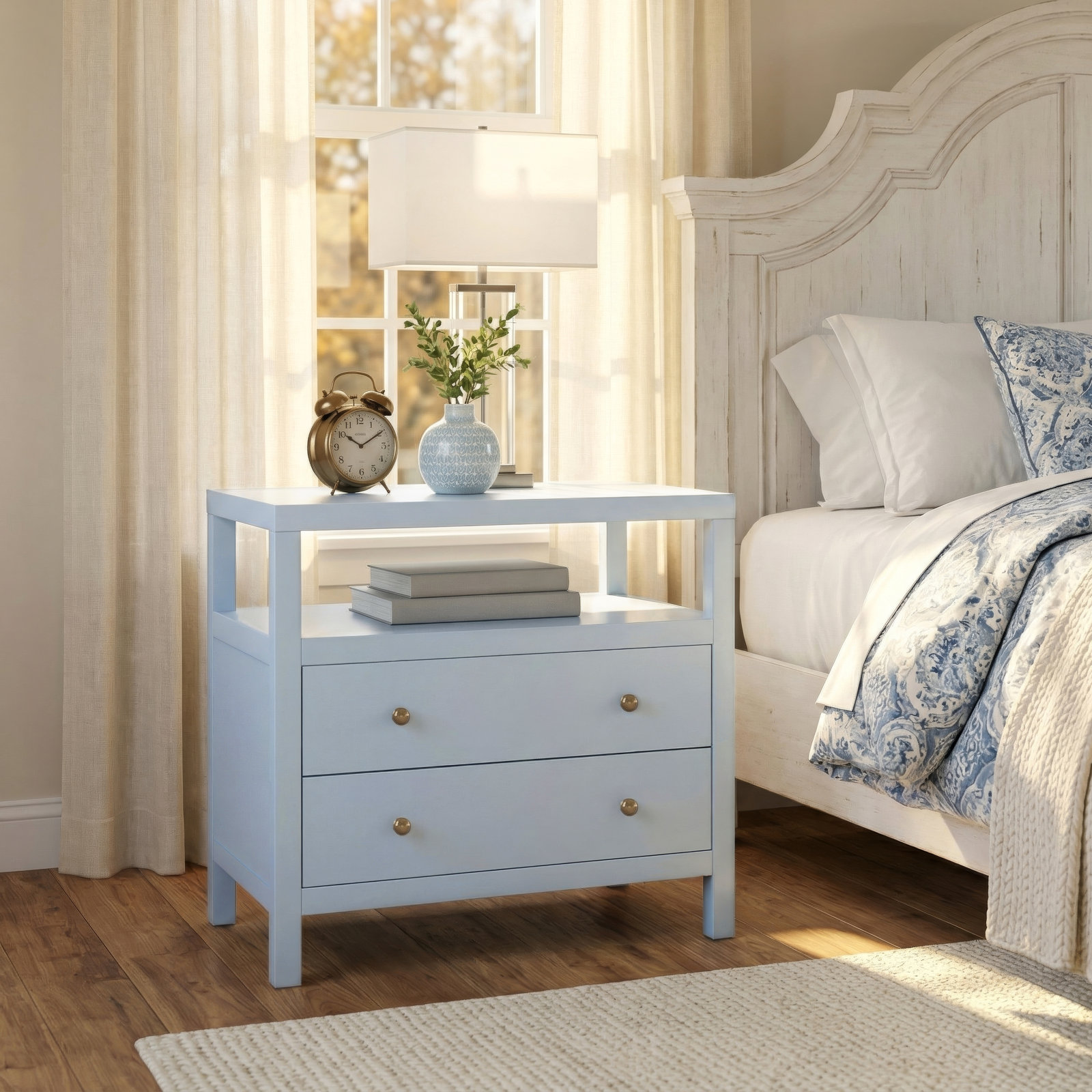 Celine 28" 2-Drawer Nightstand, Light Blue