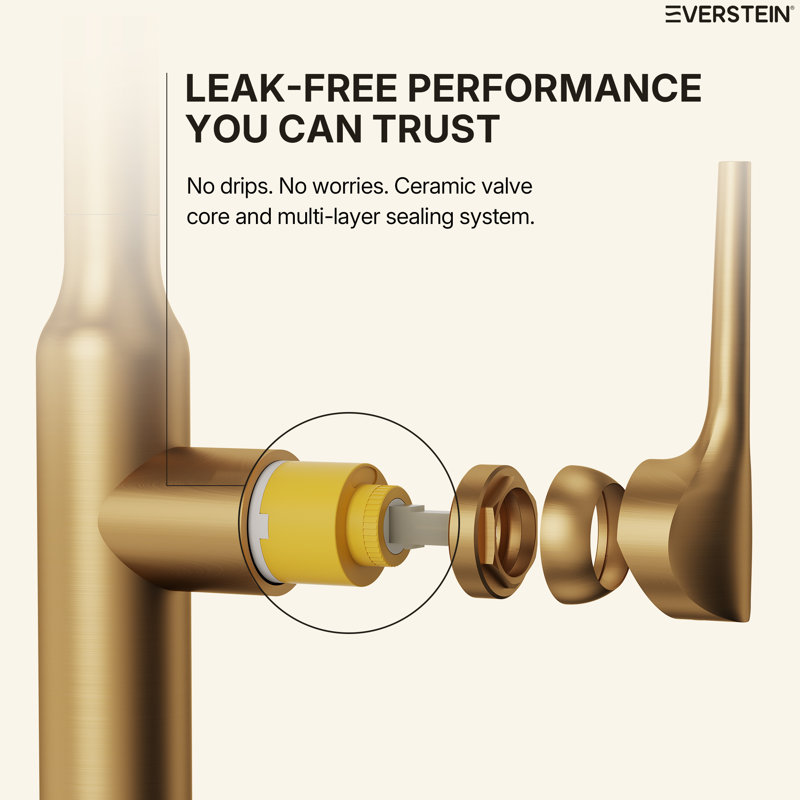 Dual Function Single Handle Pull Down Kitchen Faucet, Brushed Gold