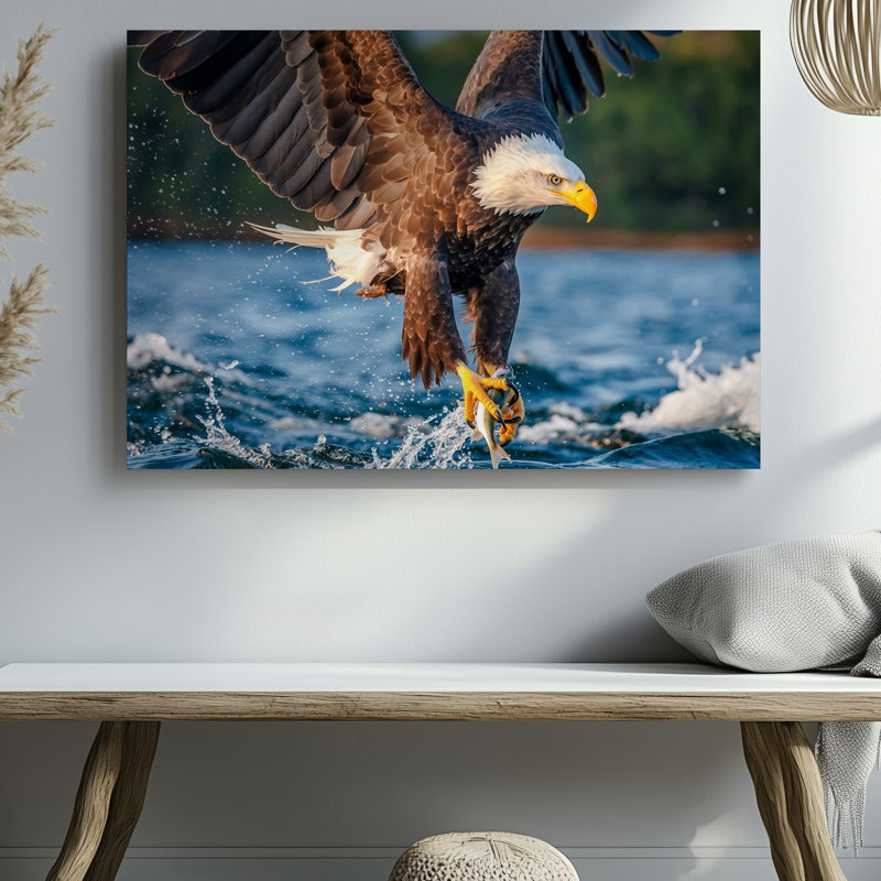 Toile, "Aigle chauve majestueux" qui vole dans les airs, art mural saisissant tête et queue blanches, H 20 po x l 20 po