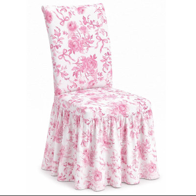 Bow Dorm Chair Cover, Coquette Bow Room Decor, Dining Chair Covers Washable Furniture Protector With Skirt Country Style, (Pink)