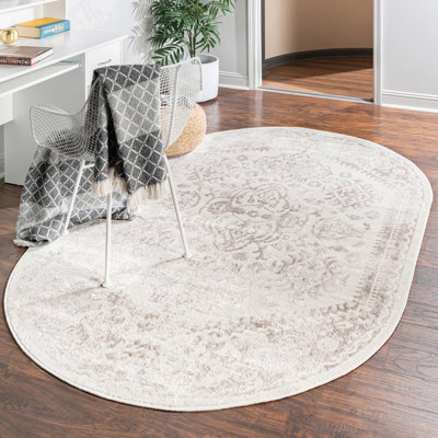 Tapis oriental en polypropylène gris / ivoire Ervine