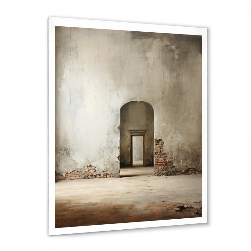 Impression sur toile «Beige minimalisme Embrace I», Cadre simple blanc, H 44 po x l 34 po x P 1,5 po