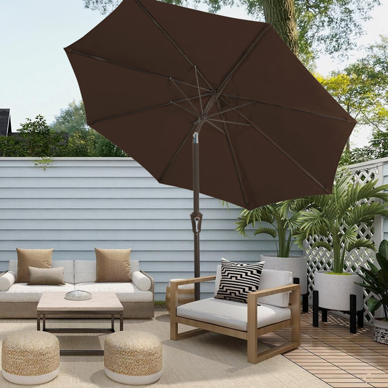 Parasol de marché inclinable Germar, Brun, H 95,7 po x l 120 po x P 120 po