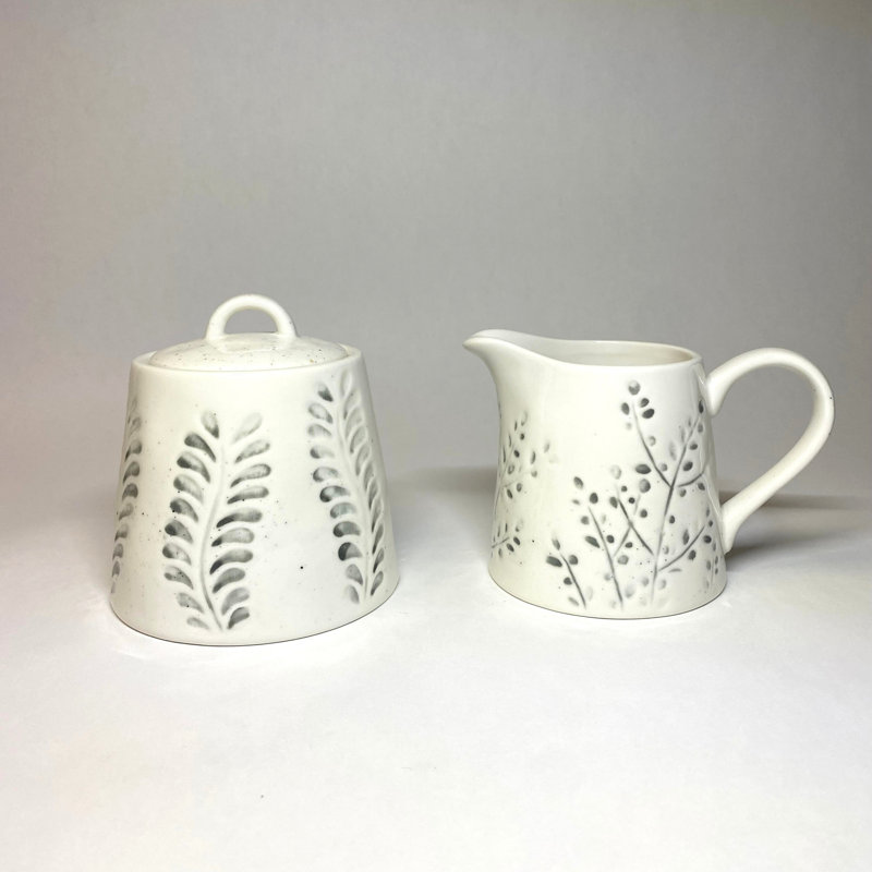 Hudson Valley Floral Ceramic Sugar and Creamer Set - 2 Piece
