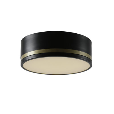 Lennon 12 In. Modern Matte Black And Gold Integrated Led Outdoor Flush Mount