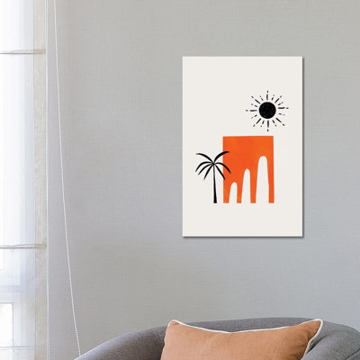 Orange Ancient Ruin 1 Piece Wrapped Canvas Wall Art