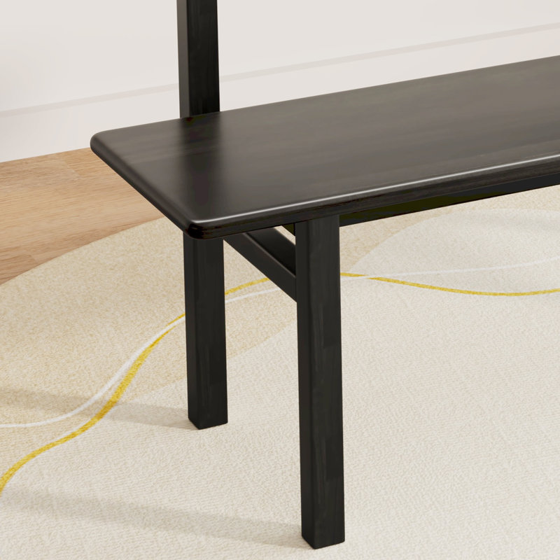 Banc de salle à manger en bois noir, H 29,9 po x l 55,1 po x P 15,7 po