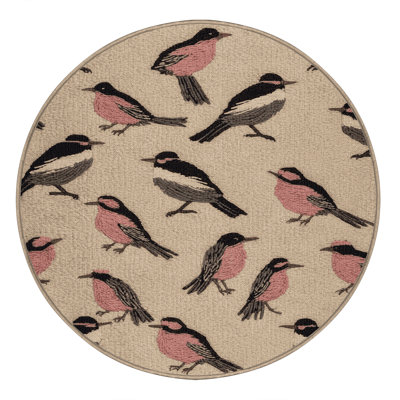 Washable Long tailed Tit Birds Area Rug