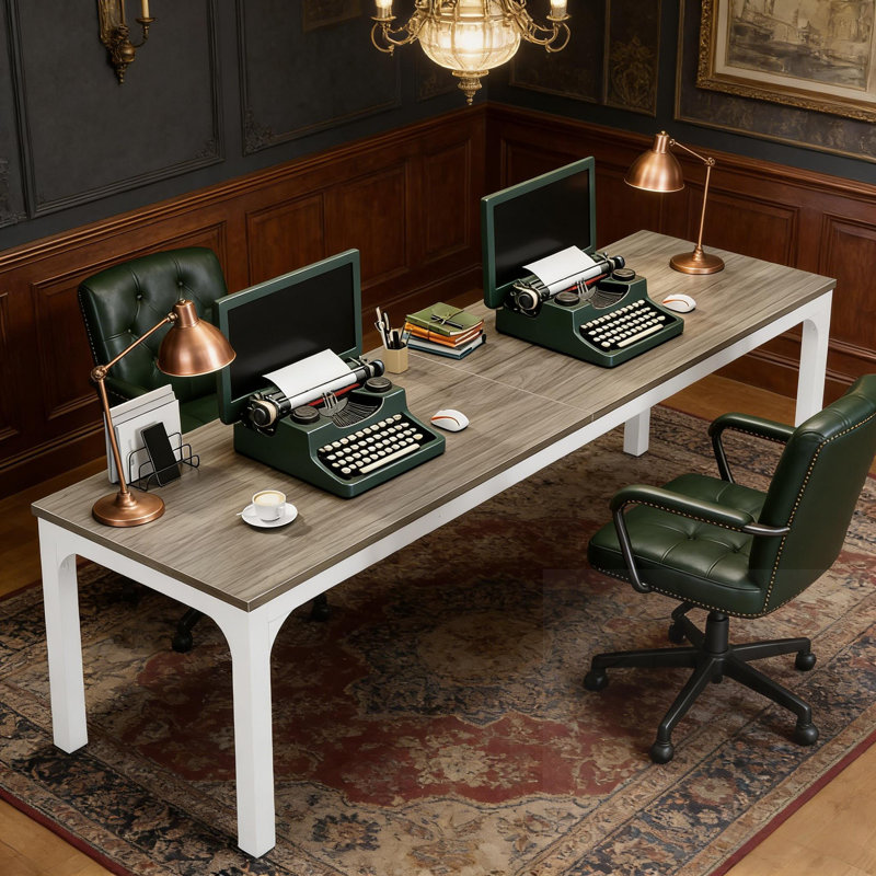 Table de bureau rectangulaire, Taupe, Blanc