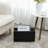 Floor Standing Magazine Rack – Black Faux Leather & Brass Metal Newspaper Holder, Modern Sling Storage Basket