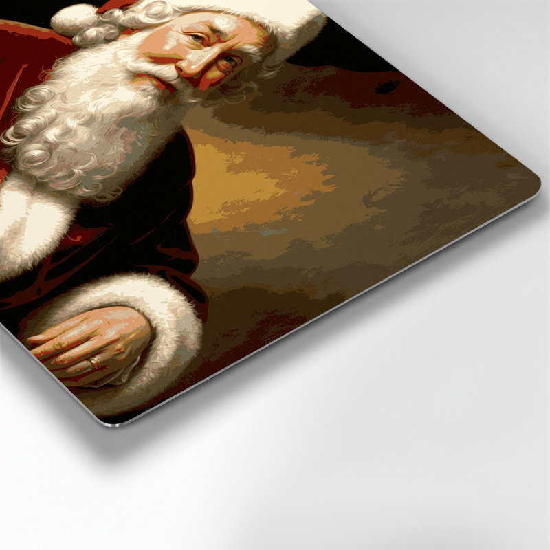«Christmas Santa Claus Portraits», art mural en métal rouge, H 20 po x l 24 po