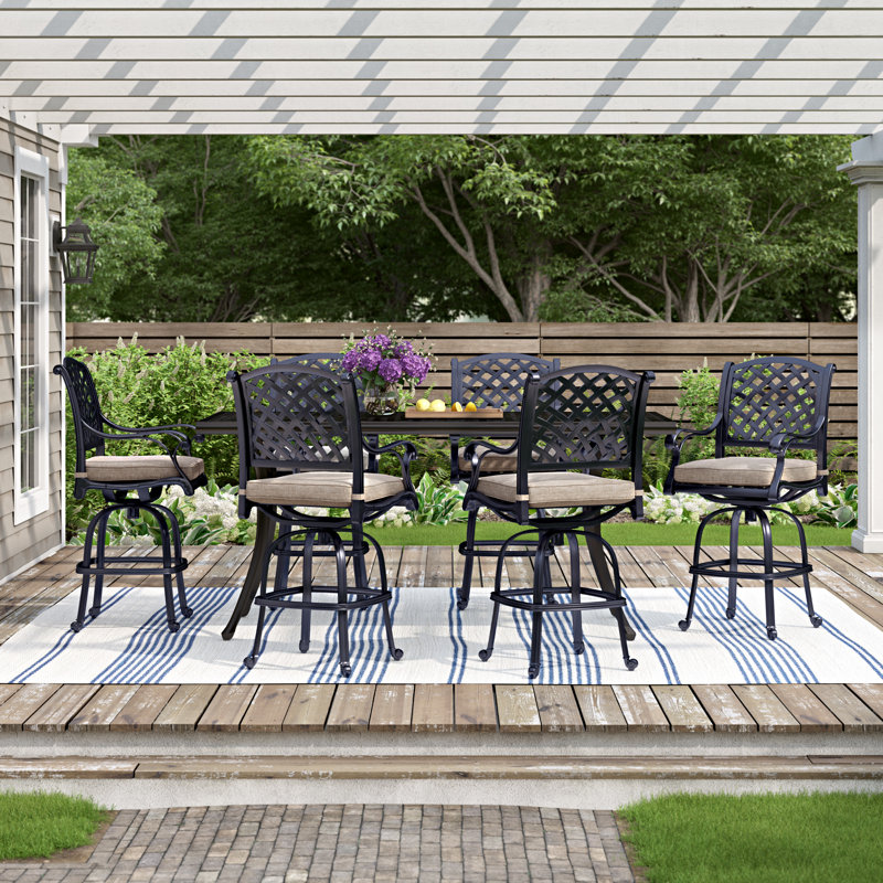 Frazee Metal Outdoor Stool with Cushion, 30"