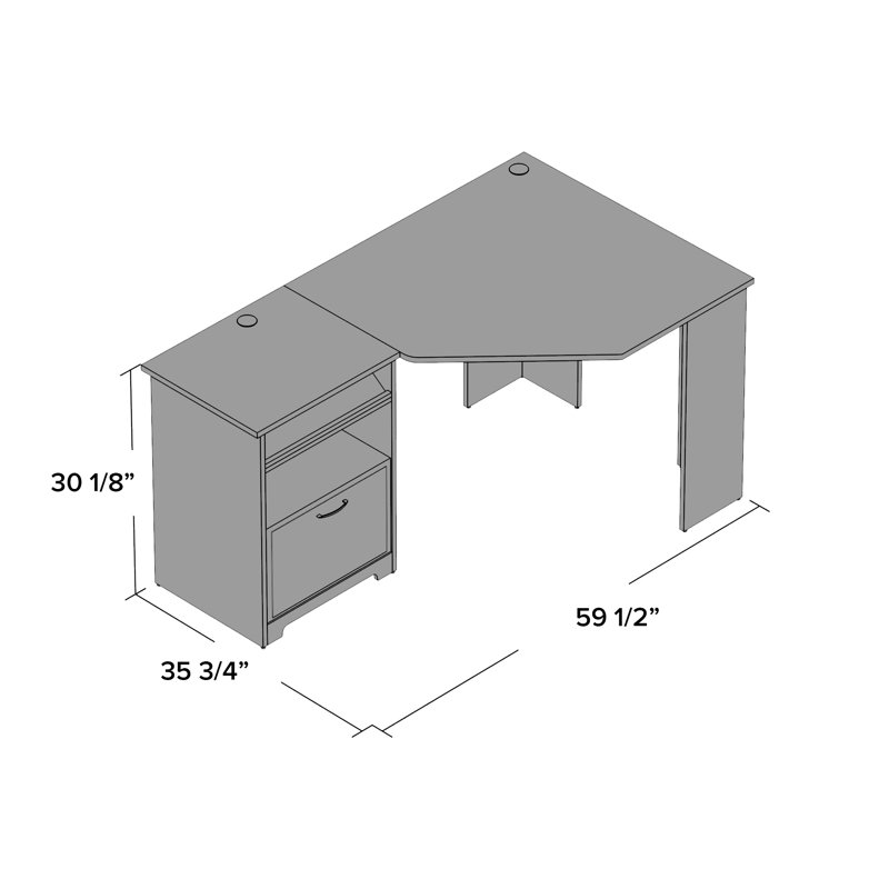 Bureau d'angle réversible Huckins, Chêne espresso