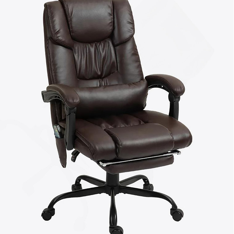 Fauteuil de bureau inclinable à haut dossier, fauteuil de massage à 6 points vibrants avec repose-pieds et télécommande