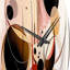 Horloge murale géométrique moderne «Dreams Of The Heart», aquarelle rose-1742084887