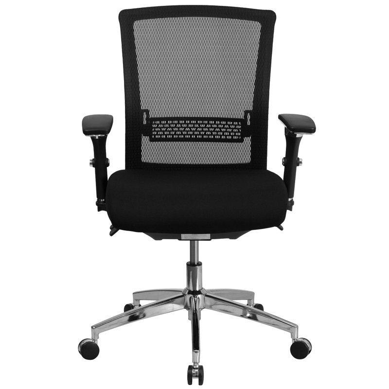 Ergonomic Mid-Back Mesh & Fabric Executive Swivel Chair in Black
